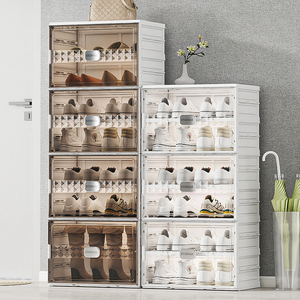 Armoire à chaussures pliable magnétique anti-poussière Haogle, sans installation, boîte à chaussures transparente multicouche en plastique pliable - Product Image 3