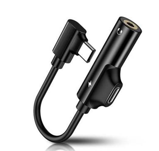 90 Degree 2 in 1 USB Type-C Type C to Stereo 3.5mm Female Aux Audio Power Charger Cable Adapter