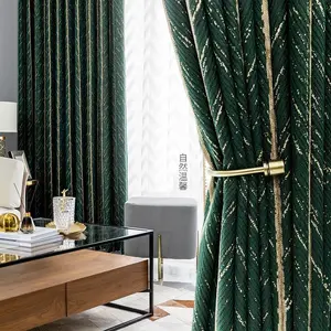 Amerikanische Art Custom Size Classic Design Panels Luxus grüne Jacquard Chenille Blackout Vorhänge für das Wohnzimmer Schlafzimmer