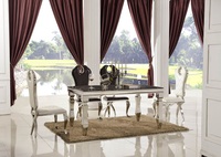 Table à manger rectangulaire moderne de haute qualité, structure en acier inoxydable, plateau noir, mobilier d'extérieur pour banquet de mariage