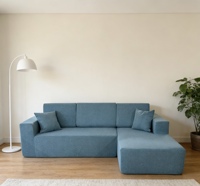 Sofá Modular en Forma de L Moderno y Económico, Hecho de Pana, Combinación de Sofá Cama para Sala de Estar. Pedidos Grandes Personalizables.