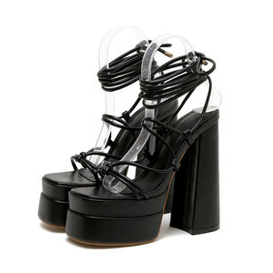 Vente en gros de chaussures à talons hauts tendance pour femmes, plateforme de 12 cm, chaussures à lacets, talons hauts pour femmes et dames - Product Image 5