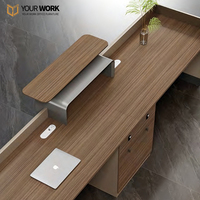 Bureau d'accueil moderne en bois - Polyvalent, en MDF, pliable, hauteur réglable, tiroirs verrouillables pour hôtel, école, bureau, centre commercial et usage domestique ou en bar