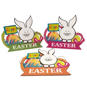 Easter Wooden Party Decorations 2024 New Happy Easter Bunny Egg Pendants Garden Wood Crafts Rabbit Ornaments Kids Toys Gift Set