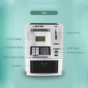 Hucha de cajero automático para dinero real Mini cajero automático para enseñar a los niños la gestión del dinero Banco de cajero automático versátil para niños puede leer USD - Product Image 6