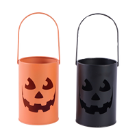 Lanterne en métal artisanale en forme de citrouille d'Halloween avec poignée, décoration Jack-O'-Lantern en fer, logo personnalisé, utilisation intérieure/extérieure, bougie