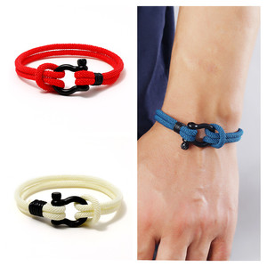 Handmade Braided Rope Bracelet for <b>Men</b> Horseshoe Buckle Stainless Steel Nautical Jewelry Trendy <b>Bangles</b> Customizable - Product Image 2
