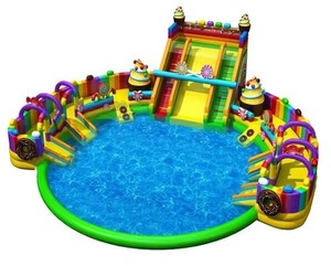 Tobogán acuático inflable comercial de la Casa de la despedida del parque con juegos inflables del Parque del Agua de la piscina - Product Image 2