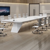 Table de conférence moderne laquée blanche, grande table de réunion de bureau, table de négociation pour salle de réunion, plusieurs tailles personnalisables
