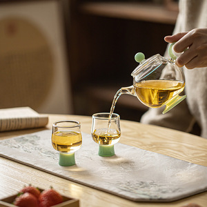 Tetera de Vidrio Resistente al Calor Guanlan, Color Verde Sombra, Redonda con Tapa, Juego de Té Kung Fu, Gran Capacidad, Uso Doméstico - Product Image 2