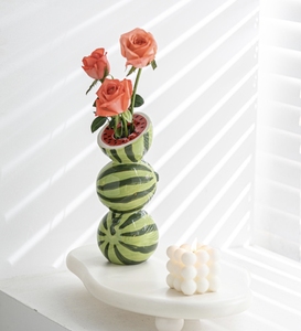 Mini jarrón floral pequeño con forma de fruta hecho a mano personalizado con limones Italia siciliano limón cítricos sandía naranja jarrón de cerámica - Product Image 6