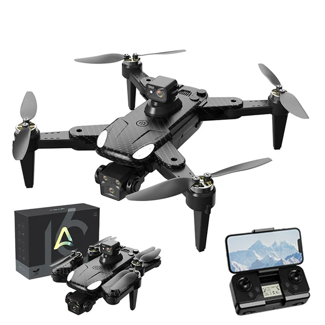 AE16 GPS Foldable 4k Dual Camera Mini Helicopter Quadcopter Toy Obstacle Avoidance Foldable RC Drone Headless Mode Mini Drones