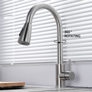 حنفية مياه مطبخ قابلة للسحب قابلة للتخصيص مع صنبور حوض صحي من الفولاذ المقاوم للصدأ ، خلاطات مطبخ باردة ساخنة من النيكل المصقول - Product Image 6