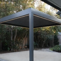 Gazebo de plage en aluminium avec éclairage LED - Durable, imperméable, résistant au vent, protection UV, écologique, anti-rongeurs, anti-pourriture, à lames motorisées