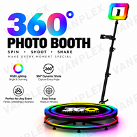 Sewa Photo Booth Portabel 360 Derajat untuk Smartphone iPad Pencahayaan LED RGB Lengan Kamera yang Dapat Disesuaikan Konstruksi Logam Bluetooth
