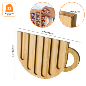Tempat Penyimpanan Kapsul Kopi Bambu yang Dipasang di Dinding, Tempat Penyimpanan Kapsul Kopi Nespresso untuk Meja Dapur - Product Image 5