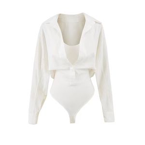 Fashionable Casual Solid Color Breathable Jersey Two-piece Shirt Pajamas Vest Bodysuit - Product Image 3