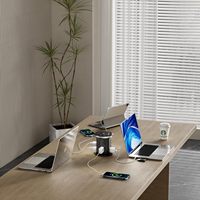 IP65 Vierseitige WLAN-Automatik-Steckdosenleiste mit 6 USB-Anschlüssen, Einziehbare Kabellose Ladestation für Küchenarbeitsplatten