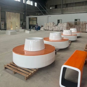 Pots et jardinières personnalisés en fibre de verre, grand pot à fleurs pour arbre <span class=keywords><strong>avec</strong></span> banc, mobilier d'extérieur en FRP - Product Image 2