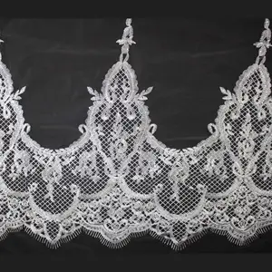 Latest Border Lace Embroidery Polyester Fancy Lace Trim Embroidery Sequin Fabric