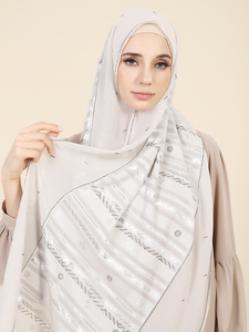 Velo de Chifón Premium Personalizado SIWEN, Hecho a Mano con Parches, <span class=keywords><strong>Jalaba</strong></span> para <span class=keywords><strong>Mujer</strong></span>, Hiyab de Oración, Pañuelo Islámico para la Cabeza, Chales Musulmanes para <span class=keywords><strong>Mujer</strong></span>, Eid Al-Fitr - Product Image 3