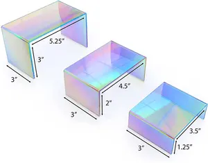 Wholesale Custom CNC Laser Cut Acrylic Shapes Stands Counter Rainbow Acrylic Display Shelf Iridescent Acrylic Display Risers