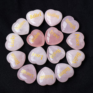7 corazones de cuarzo rosa Charka dorados con letras de cristal tallas rosas de tamaño pequeño recuerdos de boda para invitados - Product Image 5