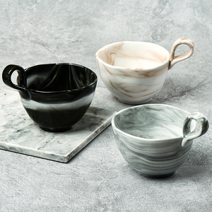 Tasse en céramique de luxe personnalisée de 300ml <span class=keywords><strong>peinture</strong></span> de paysage chinois motif marbre noir tasses à café et thé - Product Image 3