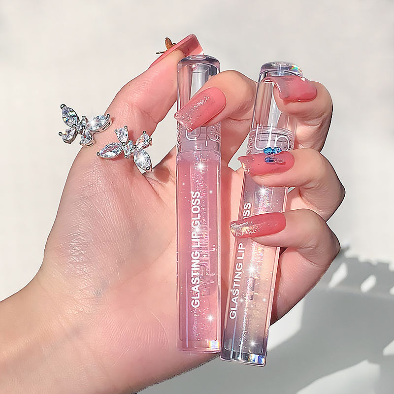 Liquid Lipstick Jelly Clear Lipgloss Lip Oil Care Moisturize Crystal Clear Lip Gloss With Shiny Glitter 