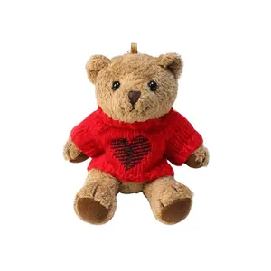 Заводская цена логотип на заказ 13 см милый медведь кулон маленький медведь брелок для ключей многоцветный свитер медведь брелок подарок на день Святого Валентина