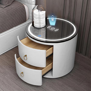 Comodino Intelligente HANYEE con Altoparlante Bluetooth, Tavolino da Notte Moderno in Argento Anticato per Camera da Letto - Product Image 1