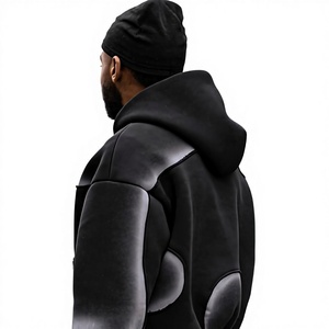 Felpa con Cappuccio Retro Sfumata, Stile Trench, Unisex, Comoda e Larga, con Zip Corta, Stile High Street - Product Image 5