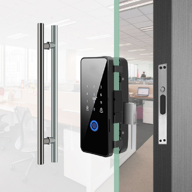 Tuya App Blue Tooth Smart Lock for Sliding Glass Aluminum Door with Anti-theft Hook and Fingerprint Recognition Smart Locks