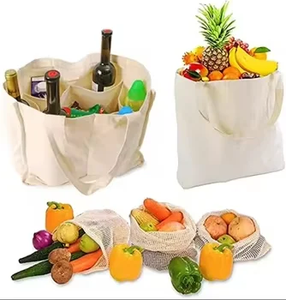 Sacs de courses réutilisables en coton biologique, écologiques, avec cordon de serrage, design transparent et léger, zéro déchet, sacs réutilisables - Product Image 3