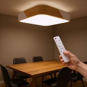 Plafoniera LED LEDUNI 24W Dimmerabile con Telecomando 2700K-6500K Design in Legno Bianco 2400LM per Sala da Pranzo Temperatura Colore 6000K - Product Image 2