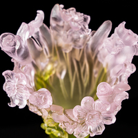 Magnifique vase en verre à thème floral coloré, sculpture artistique en cristal, décoration, vase irrégulier