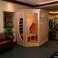 Sauna Sudut Dalam Ruangan Satu Orang yang Dapat Disesuaikan, Terbuat dari Kayu Hemlock Kanada dengan Kursi Santai dan Inframerah