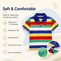 Polo rayé coloré pour enfants, haut d'été respirant en coton pour tout-petits garçons, vêtements personnalisés OEM sous marque privée