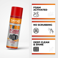 Nettoyant Mousse pour Pneus Sanvo 3-en-1 en Spray 650ml, Spray Brillance Pneus, Nettoyant Jantes et Flancs Sans Étrogne, Détailing Automobile OEM