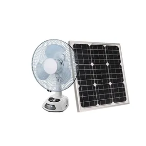 VENTILADOR DE MESA eléctrico con panel solar, 12 pulgadas, CA, CC, 12 voltios