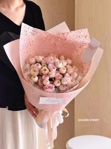 Papier d'emballage floral avec pétales réels pressés, emballage de bouquet de fleurs, emballage cadeau romantique, fournitures en gros - Product Image 3