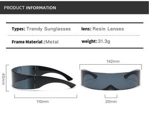 Gafas de Sol Futuristas Future Warrior Sin Montura, Lente de Una Sola Pieza Envolvente, Estilo Ciberpunk, para Hombres y Mujeres, Hip Hop, Fiesta, 2024 - Product Image 6