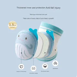 Genouillères pour bébé avec particules de silicone 3D antidérapantes, équipement de protection pour ramper, pour nourrissons, unisexe, design en maille fine - Product Image 2