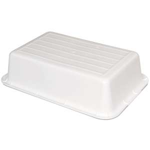 40 litros LxWxH 730x490x180mm Bandeja de plástico con borde en U redondo de forma rectangular blanca - Product Image 3