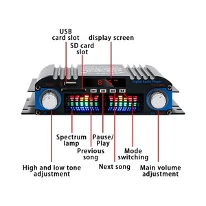 Haut-parleur portable BT-998 noir avec écran, kit <span class=keywords><strong>amplificateur</strong></span> <span class=keywords><strong>Bluetooth</strong></span> 4 canaux, <span class=keywords><strong>amplificateur</strong></span> de puissance DJ avec <span class=keywords><strong>Bluetooth</strong></span> pour <span class=keywords><strong>voiture</strong></span> - Product Image 6