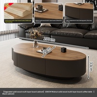 Table basse avec plateau en bois massif et structure en métal, table d'appoint avec plateau en verre, espace de rangement pour petit appartement, salon