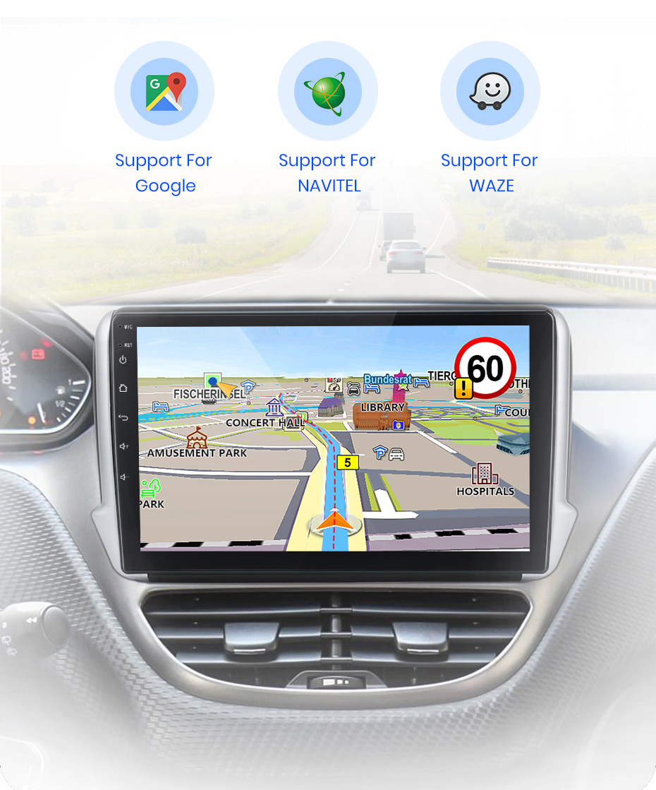 4G-LTE Carplay 10.1 ''Android Autoradio GPS Stéréo Pour Peugeot 208 2008 Série 2012-2018 Lecteur Vidéo Multimédia 2din RDS Dsp - Auto