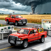 Ensemble de blocs de construction de camionnette rouge technique - Modèle de véhicule 4x4 Storm Chaser, briques DIY, jouet cadeau pour les collectionneurs et les fans