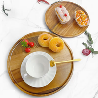 Ronde houten wegwerpdecoratieve schaal voor fruit, dessert en kaas - handgemaakte schaal in Amerikaanse stijl voor cadeaus