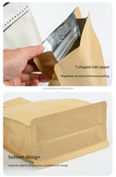 Sacs en papier kraft brun 250g 500g 1kg, écologiques, recyclables, épais, avec fermeture éclair en aluminium, résistants à l'humidité, pour thé en sachet.